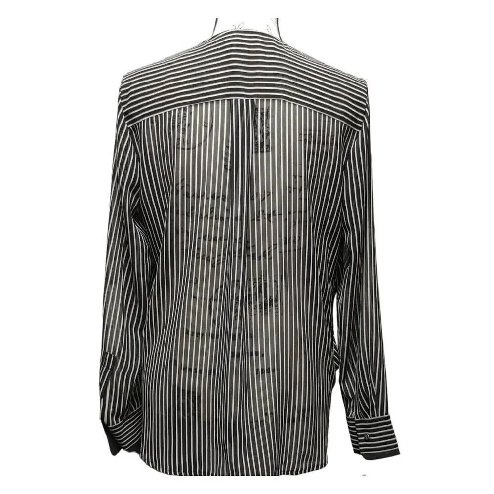 DKNY Women's Surplice Striped High-Low Blouse Sz S - Picture 5 of 7